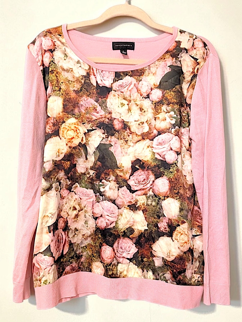 Investments Pink Floral Long-Sleeve Top